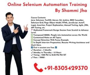 Online Selenium Automation Training by shammi jha 2